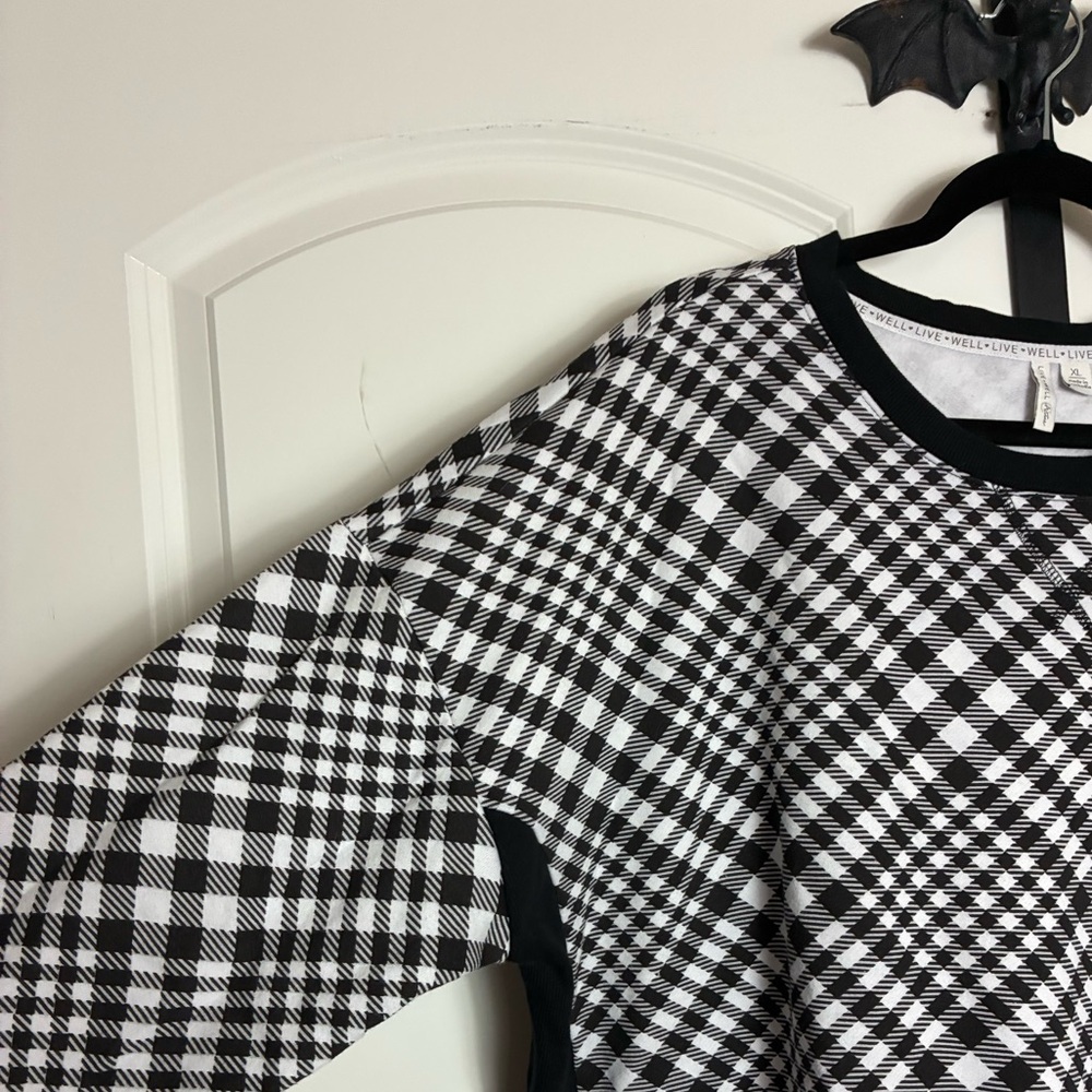 Live Well Black & White Plaid Lightweight Sweatshirt soft size XL - Picture 5 of 11